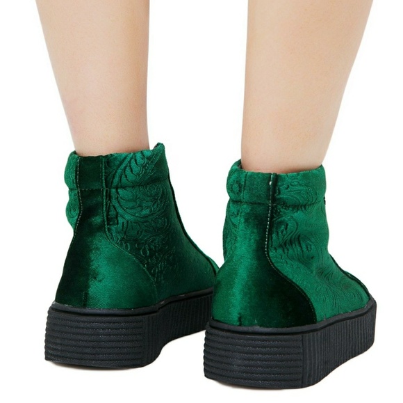 LAST Size  7 🌲EMERALD Velvet Flatform Sneaker - Picture 3 of 8
